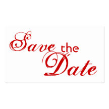 Save the Date red letter custom business cards