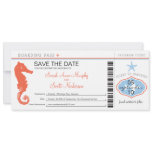 Save the Date Seahorse & Starfish Boarding Pass invitations
