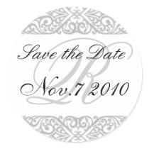 "Save the Date" Silver Lace Sticker