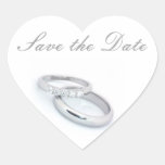 Save the Date/Silver Wedding Bands Heart Stickers