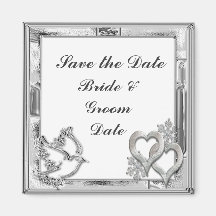 Save the Date Silver Winter Wedding Magnets