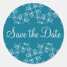 Save the Date Spiral Swirls Envelope Sticker Seal