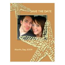 Save the Date, starfish + sand Post Cards
