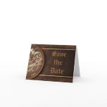 Save the date steampunk gears gold brown cards
