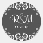save the date sticker with monogram and date