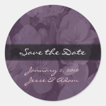 Save the date stickers pansies
