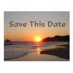 Save The Date Sun Setting on Beach Postcard