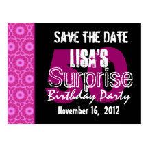 Save the Date Surprise 50th Party Pink V451 Post Cards