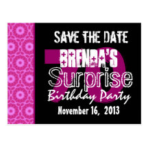 Save the Date Surprise 70th Party Pink W1750 Post Cards
