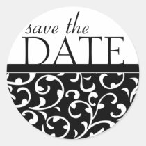 Save the Date Swirl Damask Wedding Labels stickers