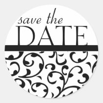Save the Date Swirl Damask Wedding Labels stickers