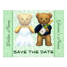 Save the Date Teddy Bears Apple Wedding Invite