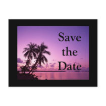 Save the date Tropical Purple Post Cards
