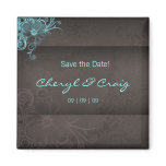 Save the Date Turquoise Brown Floral Magnet