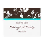 Save the Date Turquoise Brown Floral Postcard 2