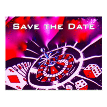 Save the Date Vegas Casino Wedding Purple Passion Post Cards