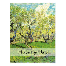 Save the Date, Vincent van Gogh,Orchard in Blossom Post Cards