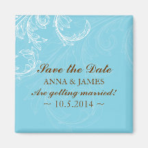 Save the date ~Vintage Leaf 6 Fridge Magnets
