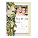 Save the Date - Vintage Peacock & Magnolia Swirls Personalized Announcements
