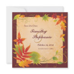 Save the Date wedding autumn leaves announcement