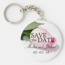 Save the Date Wedding Key Chains Pink Rose