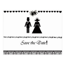 Save the Date Wedding Postcards B&W