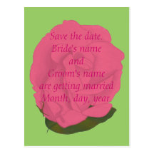 Save the date wedding postcards, pink rose