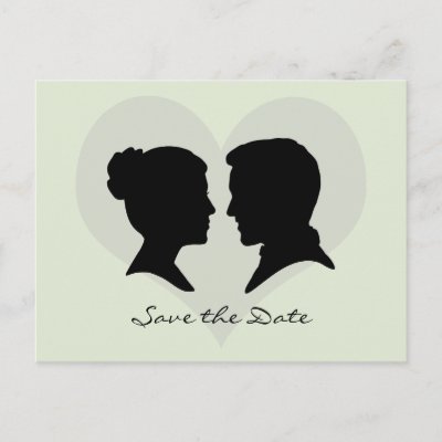 Save the Date Wedding Silhouette Postcard by artladymanor