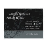 Save the Date Wedding Silver Flourish Postcard