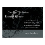 Save the Date Wedding Silver Flourish Postcard