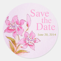 Save the Date Wedding Sticker Pink Lilly Art