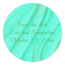 Save the date wedding stickers, green, gold blend