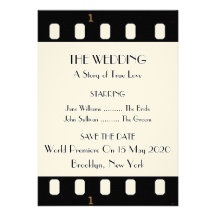 Save The Date Wedding With A Movie Film Theme Personalized Invite