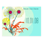 Save the Date Whimsical Flowers Bright Colours Postcard