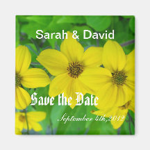 Save the date, yellow garden flowers refrigerator magnets