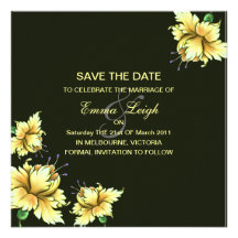 Save The Date Yellow & Green Flower Wedding Invite