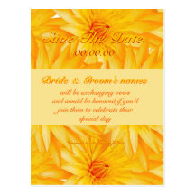 Save the date yellow lilly - customizable template post card