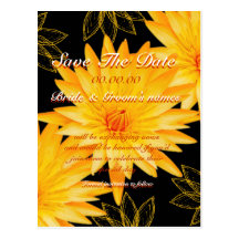 Save the date yellow lilly - customizable template post card