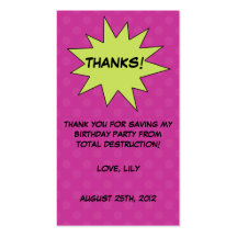 Save the Day Superhero Custom Birthday Favour Tags Business Cards