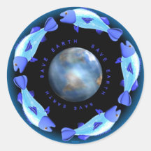 Save the Earth fishes Round Stickers