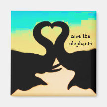 Save the Elephants heart trunks Fridge Magnets