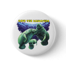 Save the Manatees Pinback Buttons