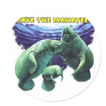 Save the Manatees Round Sticker