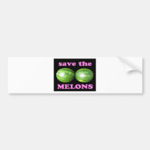 save the melons on black with pink bumper stickers