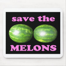 save the melons on black with pink mouse pad