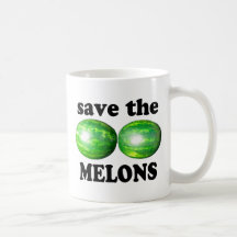 save the melons on white coffee mug