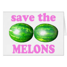 save the melons on white with pink greeting cards