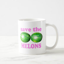 save the melons on white with pink mugs