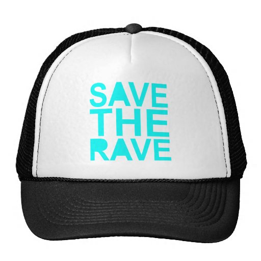 Save the rave blue NU Rave raver UK dance 80s Hats