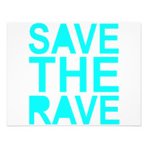 Save the rave blue NU Rave raver UK dance 80s Custom Invitation